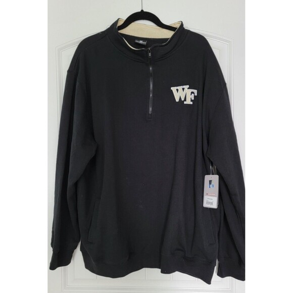 Colosseum Men's Wake Forest 1/4 Zip LS Black Sweatshirt 3XL New w Tags - Picture 4 of 6